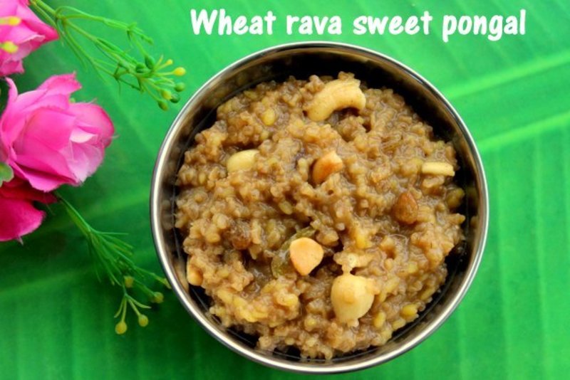 Wheat rava sweet pongal recipe How to make wheat rava sweet pongal