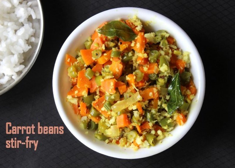 Carrot beans stir fry recipe How to make carrot beans poriyal Recipe