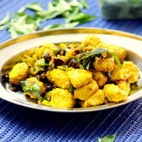 Stir Fried Vegetarian Mutton With Curry Leaves