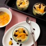 Peach Raisin Bread Pudding (Eggless)