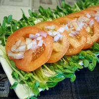 Crunchy Tomato Salad with Pea Sprouts