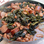 Collard greens with white beans and sausage